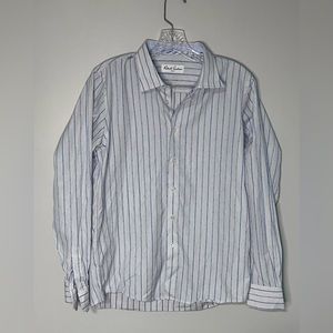 Robert Graham Button Up Shirt Men's S Classic White W/blue Stripe Long Sleeve